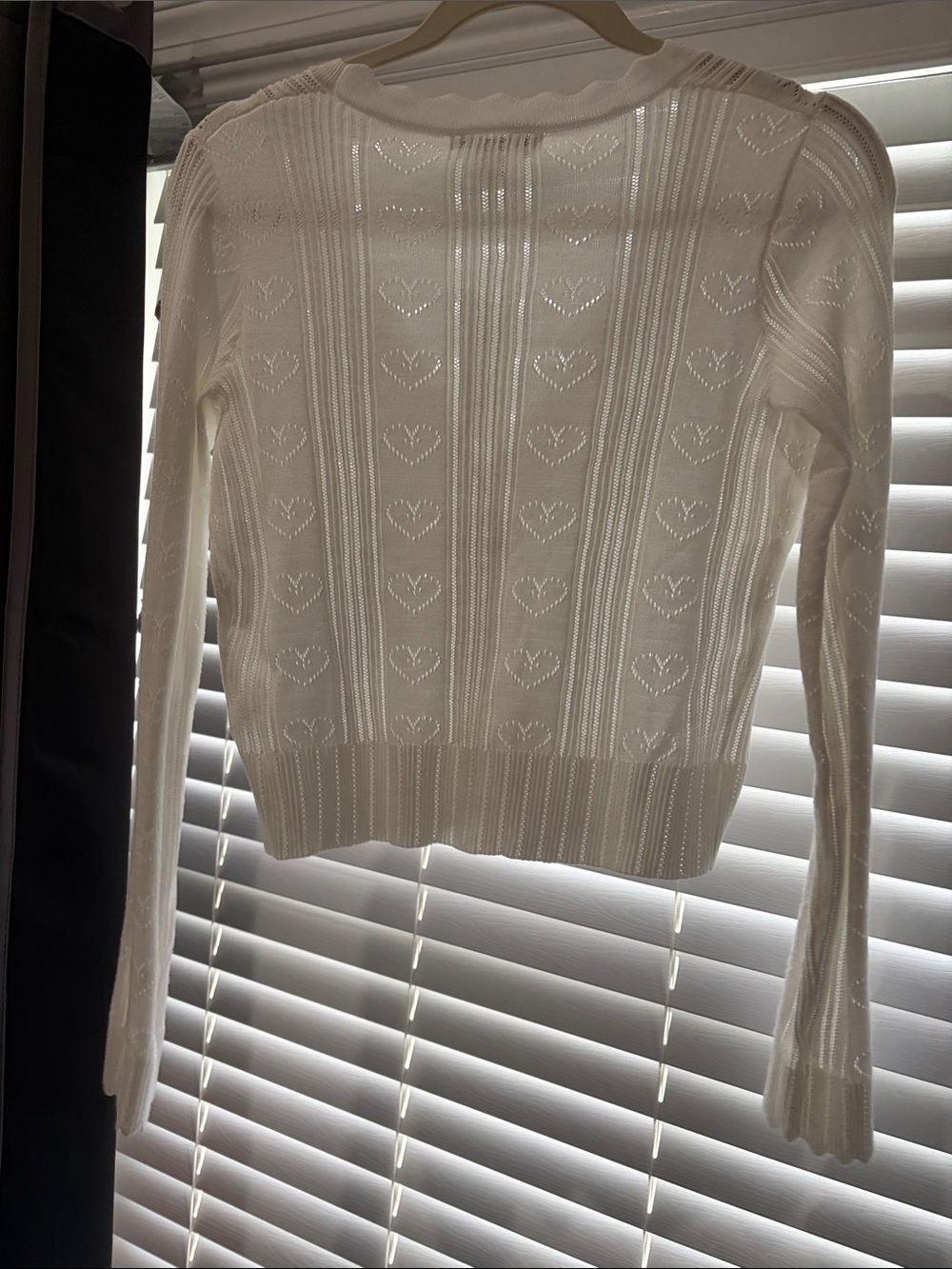 Francesca's Collections White Heart-Pattern Button Cardigan - Picture 4 of 4